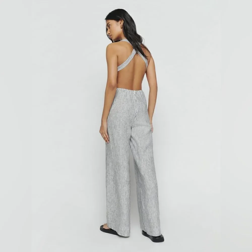 Reformation Autumn Linen Jumpsuit size 6 Vineyard